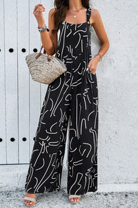 Thumbnail for Printed Wide Strap Jumpsuit with Pockets - T - 4 COLORS -