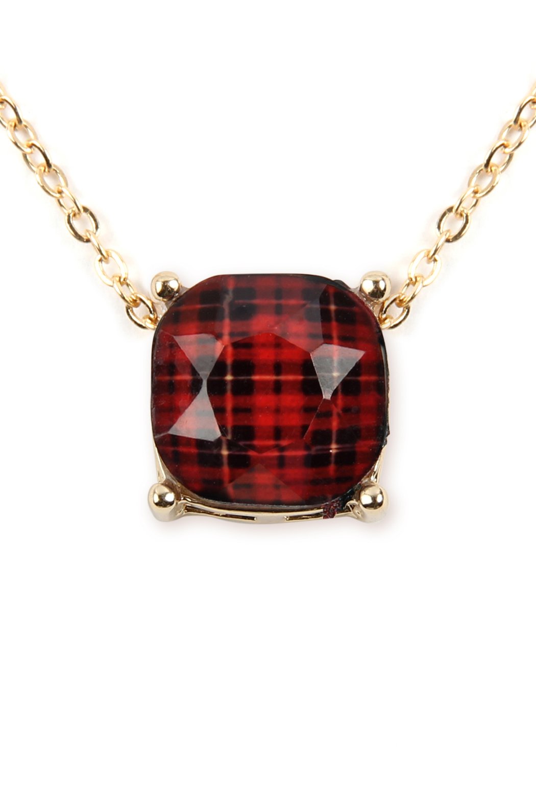 Riah Fashion - Buffalo Checkered Chain Necklace -