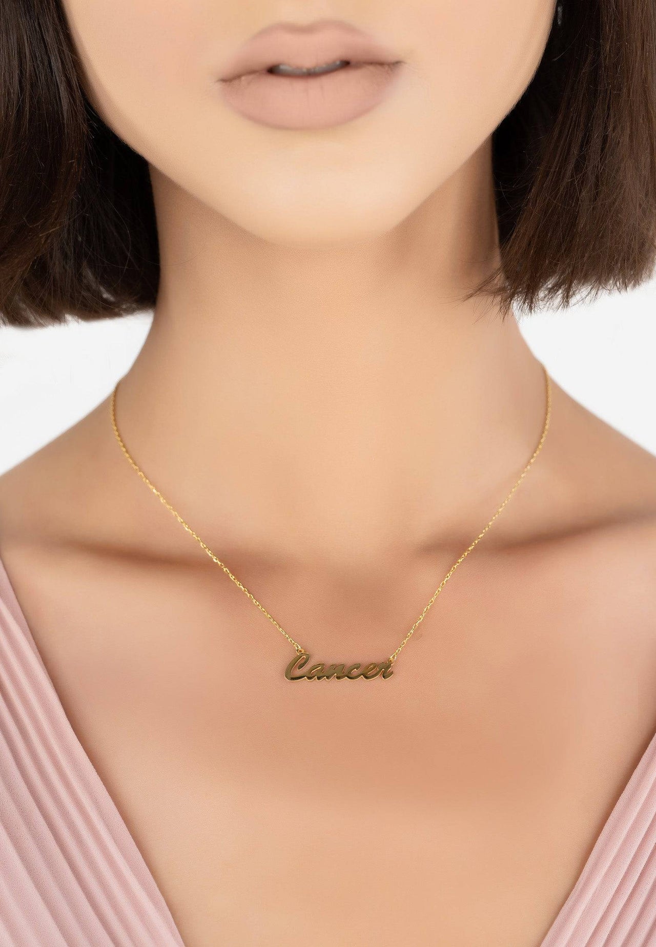 Zodiac Star Sign Name Necklace Gold Cancer -