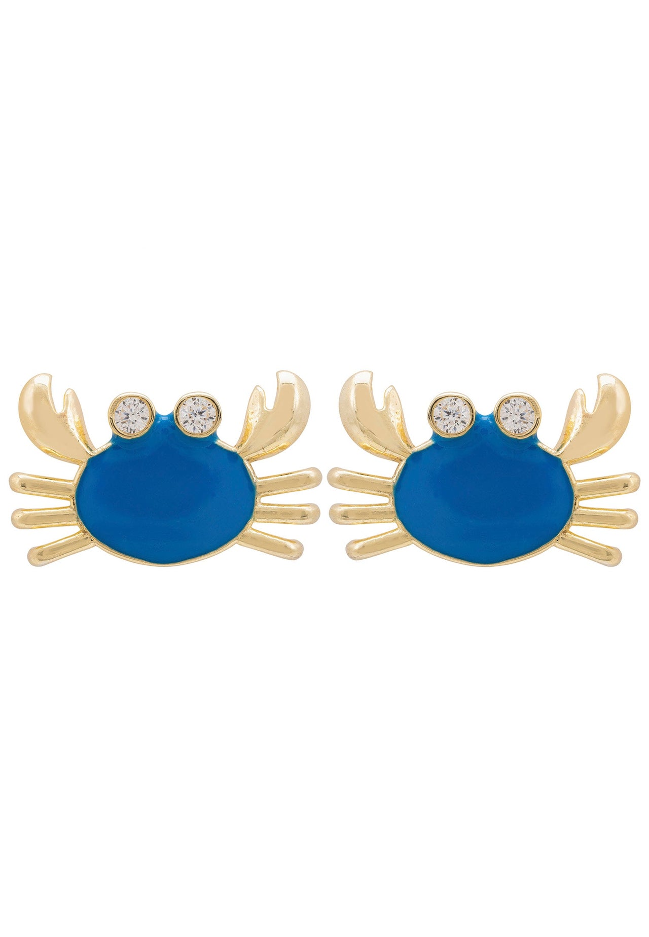 LATELITA - Feeling Crabby Turquoise Enamel Stud Earrings Gold -