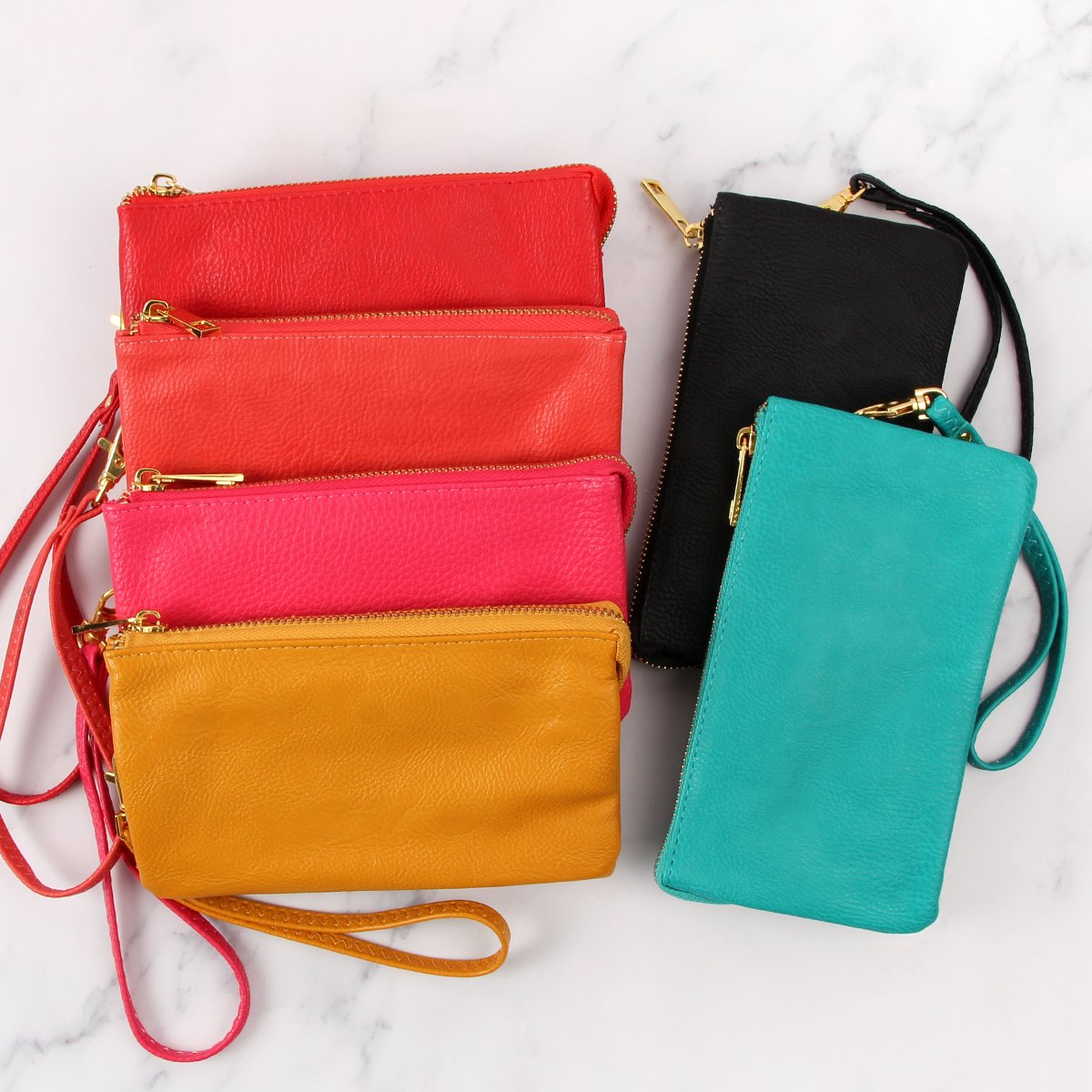 Riah Fashion - Leather Wallet With Detachable Wristlet - 25 COLORS -