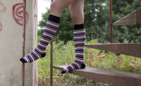 Thumbnail for Women's Blackish Stripe Knee High Socks - 1 COLOR-