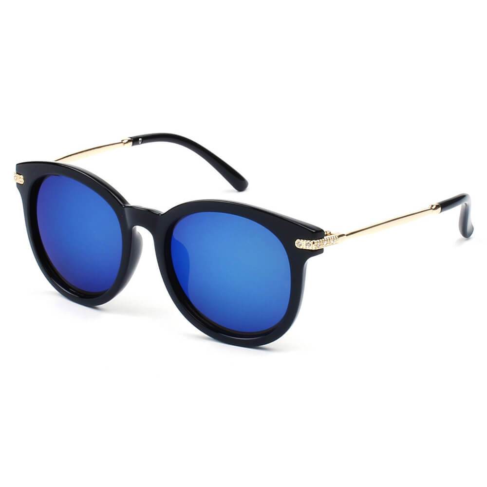 Brussels | 289 - Round P3 Horn Rimmed Sunglasses With Embossed Hinges - 5 COLORS -