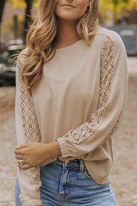 Thumbnail for Waffle-Knit Round Neck Long Sleeve Blouse - T - 1 COLOR -