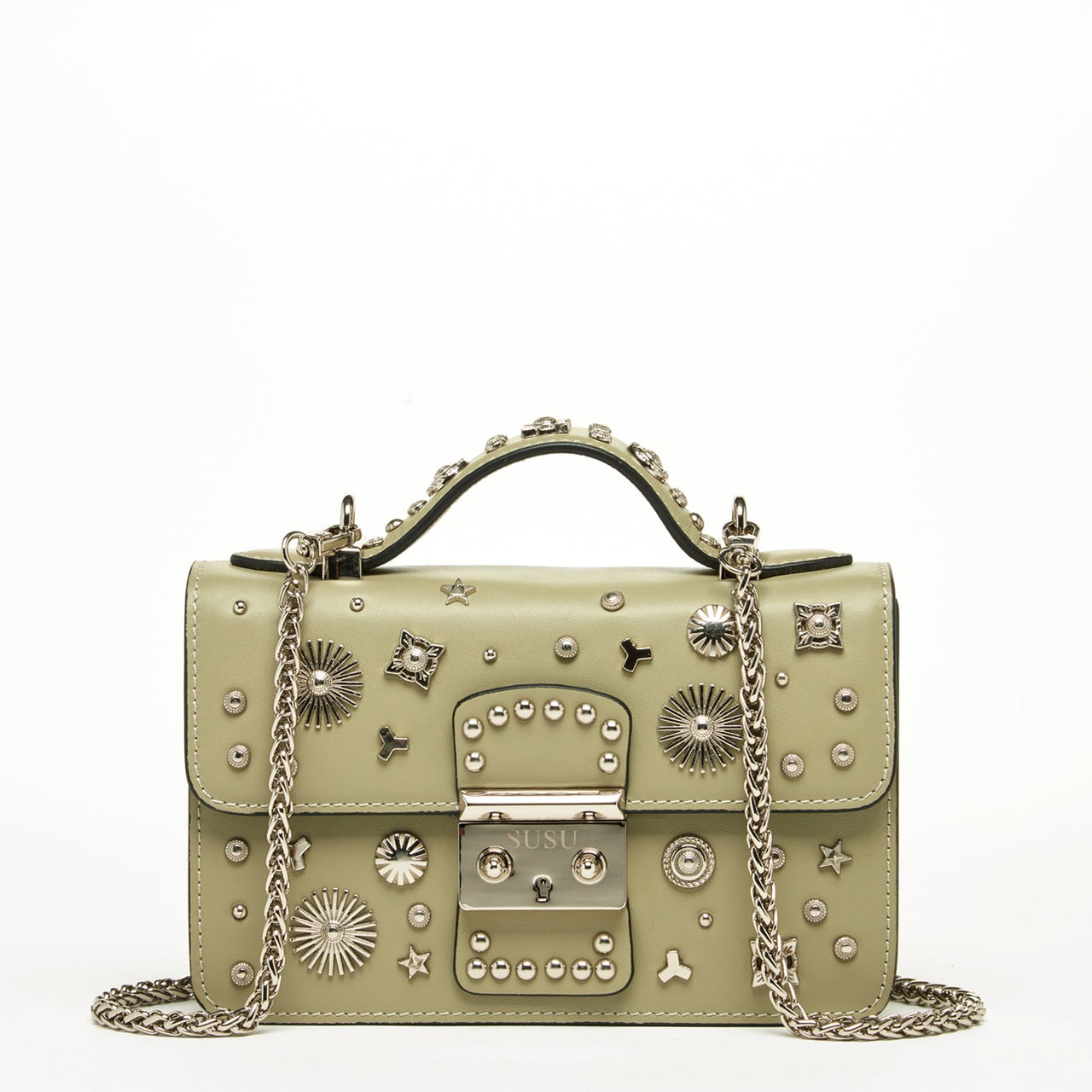 The Hollywood Leather Crossbody Bag Sage Green -