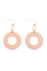 Thumbnail for Riah Fashion - Glass Beaded Wood Hoop Drop Earrings - 4 COLORS