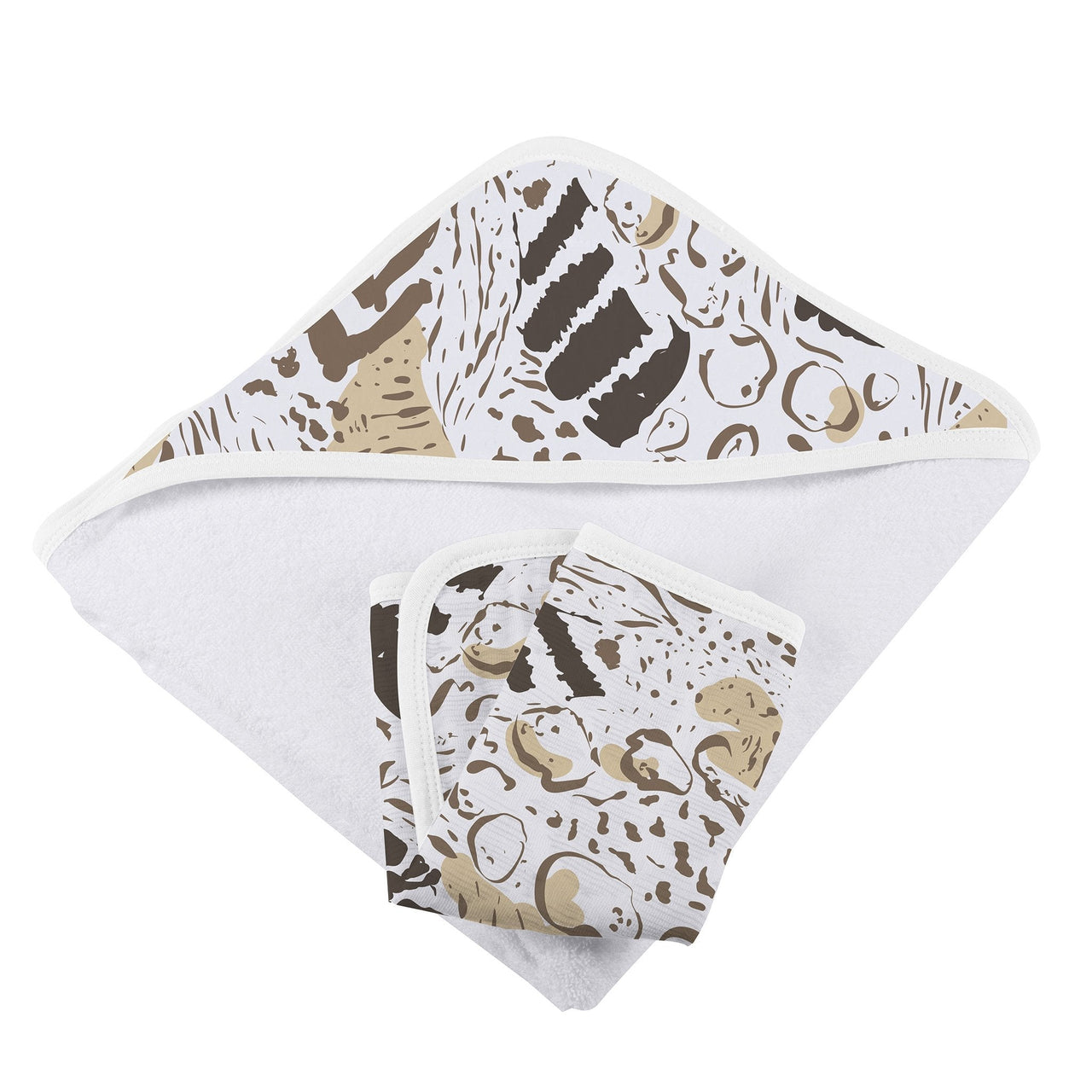 Newcastle - Animal Print Bamboo Hooded Towel and Washcloth Set - 1 COLOR -