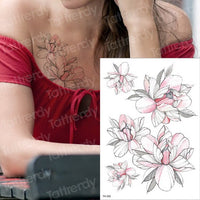 Thumbnail for Temporary Tattoos - Black Flower Tattoo Sleeves -Water Transfer Tatoo - Peony Rose Tattoos - Body Art - Girls Arm Tattoos - [8 DAY DELIVERY] - 25 DESIGNS -