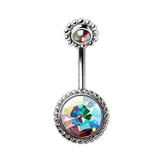 316L Stainless Steel Fancy Aurora Borealis Navel Ring -