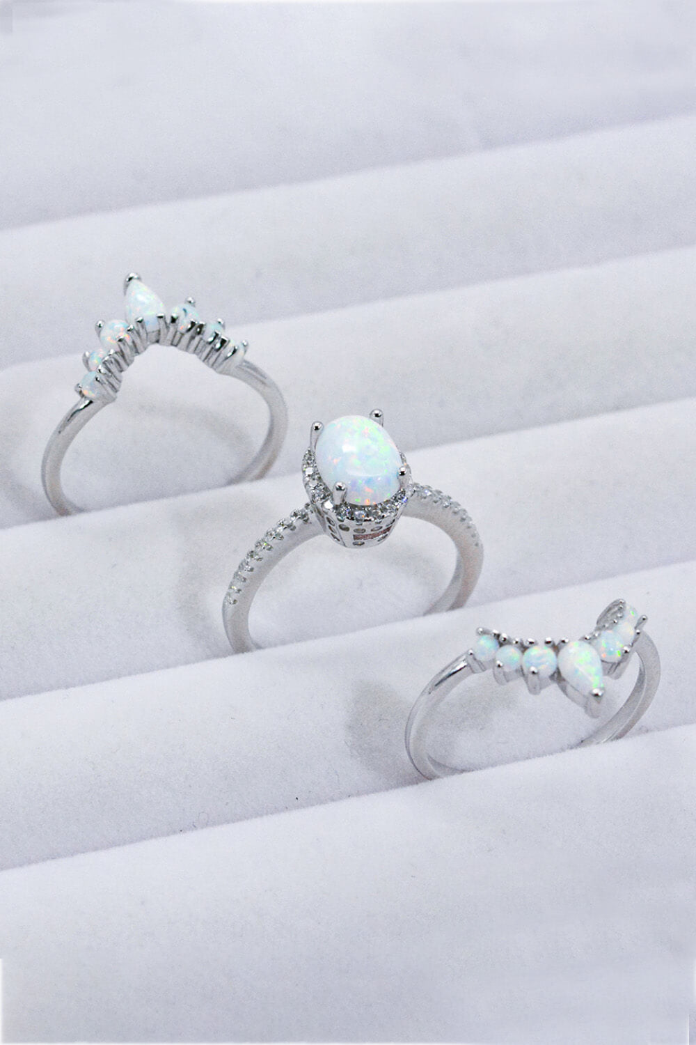 925 Sterling Silver Opal Ring - T - SIZES 5 THRU 10 - 1 COLOR -