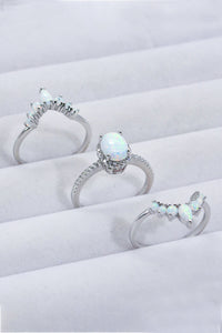 Thumbnail for 925 Sterling Silver Opal Ring - T - SIZES 5 THRU 10 - 1 COLOR -