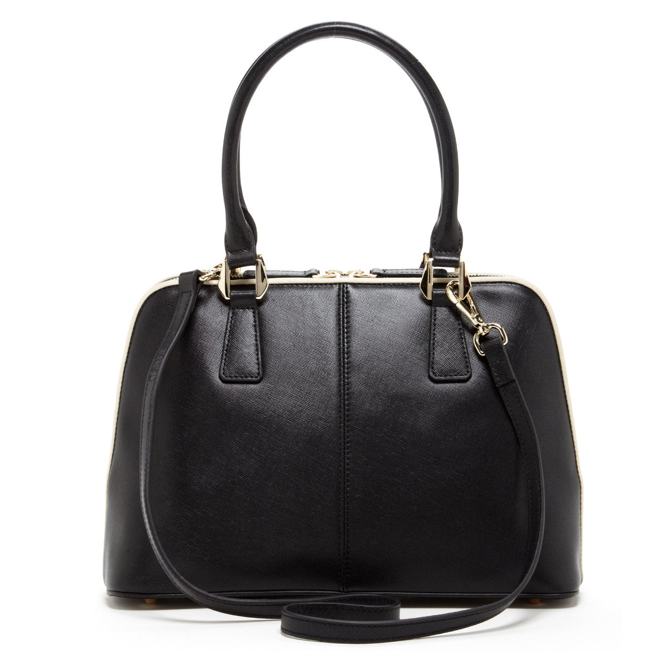 Melissa Saffiano Leather Satchel Bag Black -