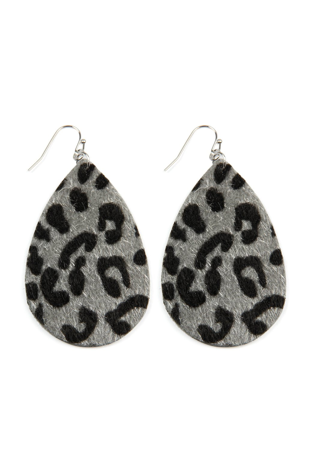 Leopard Print Fabric Fish Hook Teardrop Earrings - 5 COLORS -