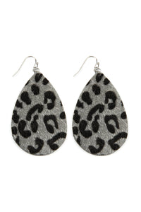 Thumbnail for Leopard Print Fabric Fish Hook Teardrop Earrings - 5 COLORS -