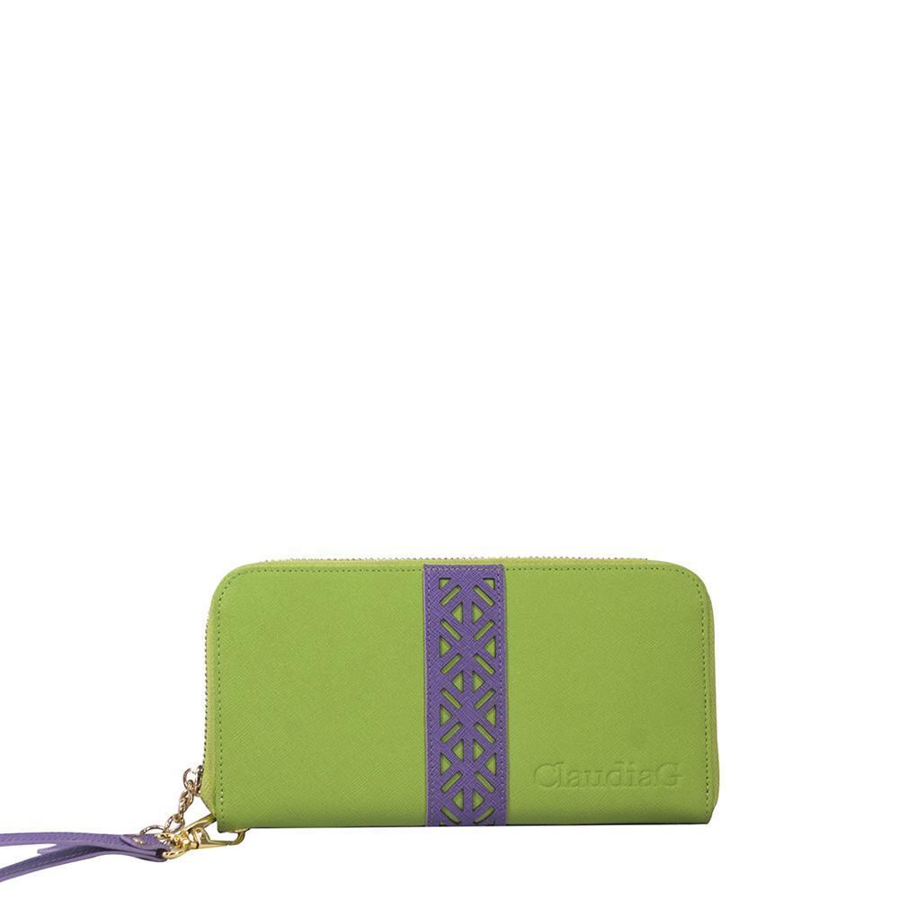 ClaudiaG - Layla Leather Wallet- Lime Green/Plum - 1 COLOR -