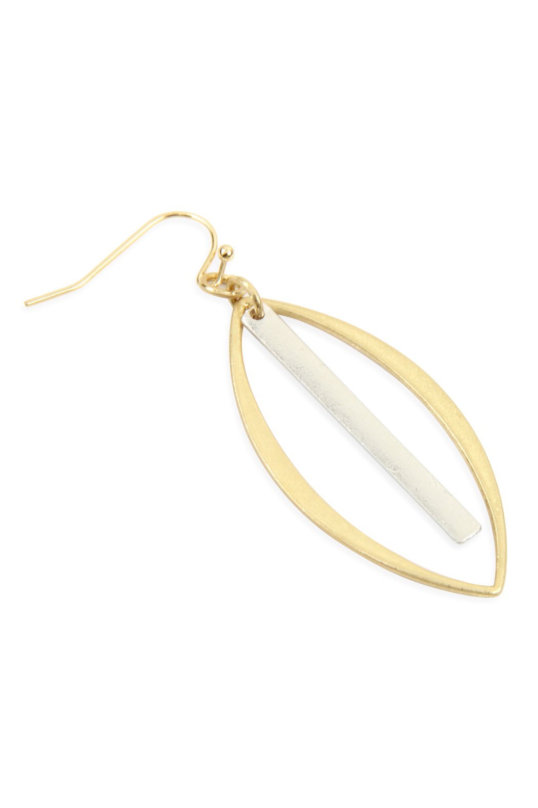 Riah Fashion - Open Marquise With Bar Drop Earrings - 2 FINISHES -