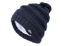 Thumbnail for Fear0 NJ  Plush Insulated Knit Black/Gray/Navy Pom Pom Beanie Hat - 4 COLORS