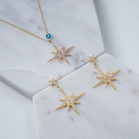 Thumbnail for LATELITA - Petite Star Burst Drop Earrings Gold -