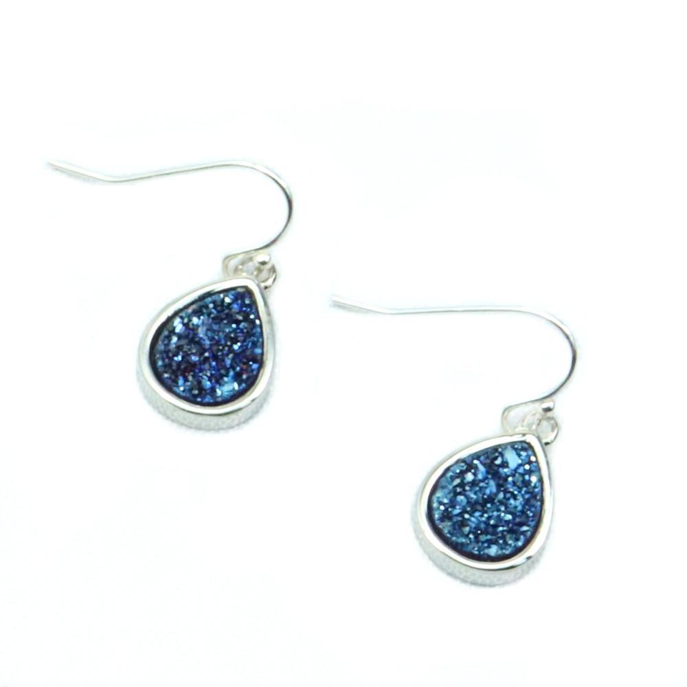 Christy Jean - Emma Silver Druzy Teardrop Earrings - 4 COLORS -