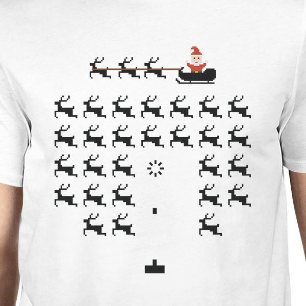 Centipede Game like Santa and Rudolph Mens White Shirt - 1 COLOR