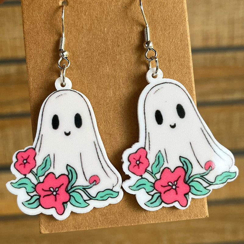 Halloween Theme Acrylic Dangle Earrings - T - 6 STYLES -