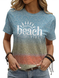 Thumbnail for BEACH VIBES Round Neck Short Sleeve T-Shirt - T - 1 COLOR -