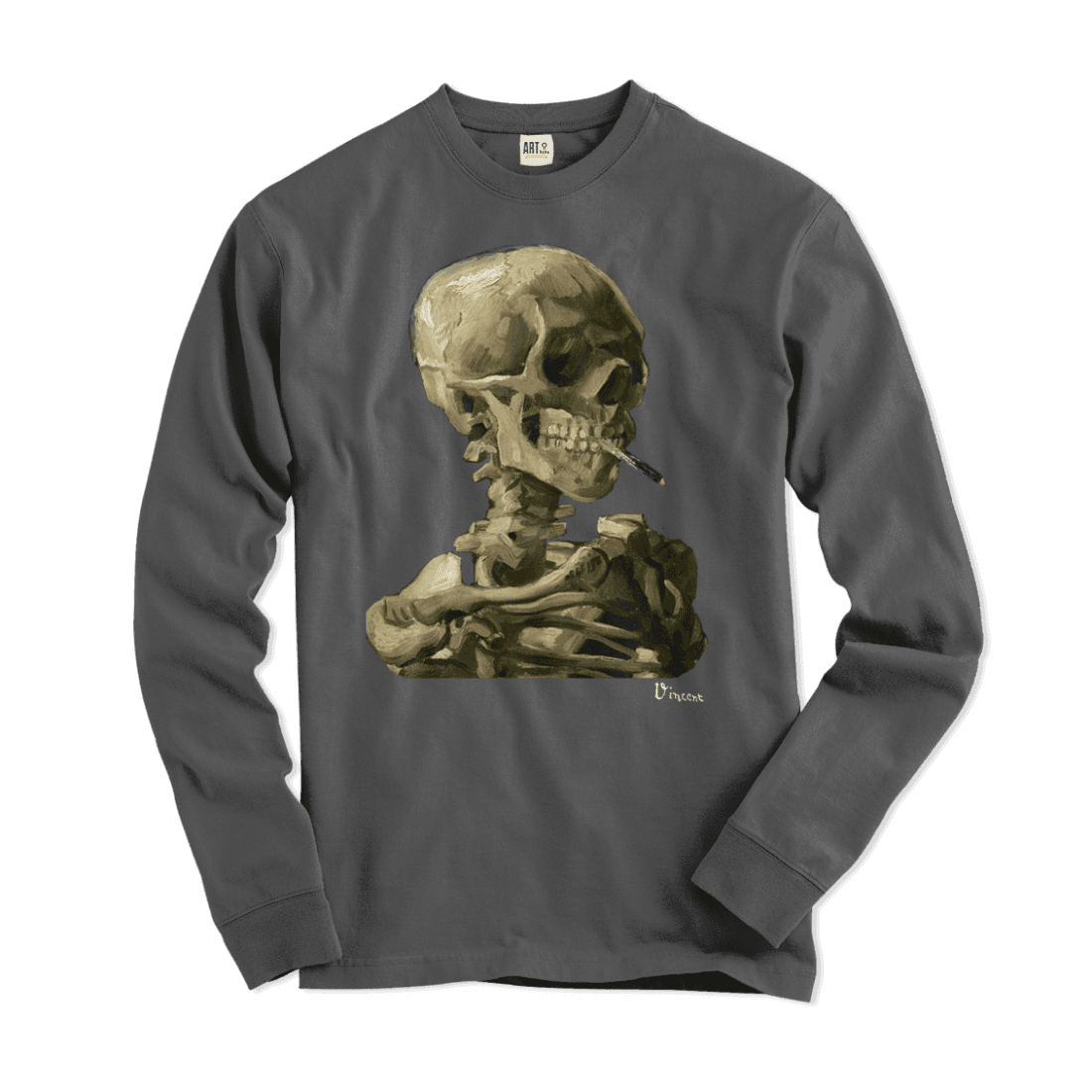 Van Gogh Skull of a Skeleton With Burning Cigarette - Long Sleeve Shirt - 5 COLORS -