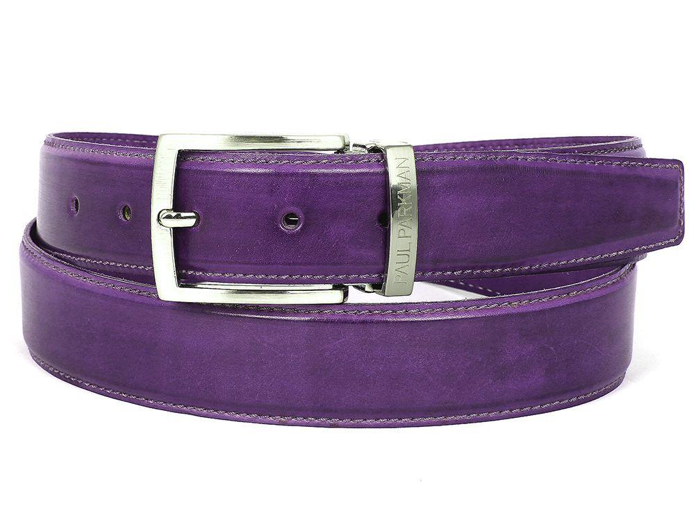 PAUL PARKMAN - Men's Leather Belt Hand-Painted Purple -