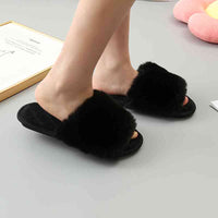 Thumbnail for Faux Fur Open Toe Slippers - T - 5 COLORS -