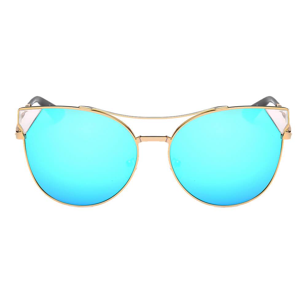 Aspen | CA02K - Womens Trendy Mirrored Lens Cat Eye Sunglasses - 5 COLORS -