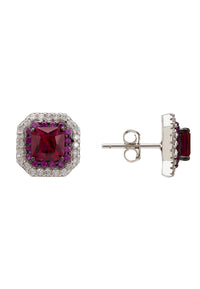 Thumbnail for LATELITA - Anastasia Stud Earrings Silver Ruby -