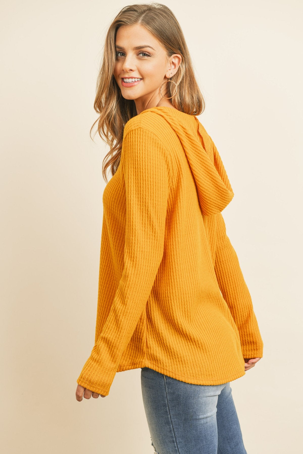 Riah Fashion - V-Neck Long Sleeved Waffle Top - 7 COLORS -