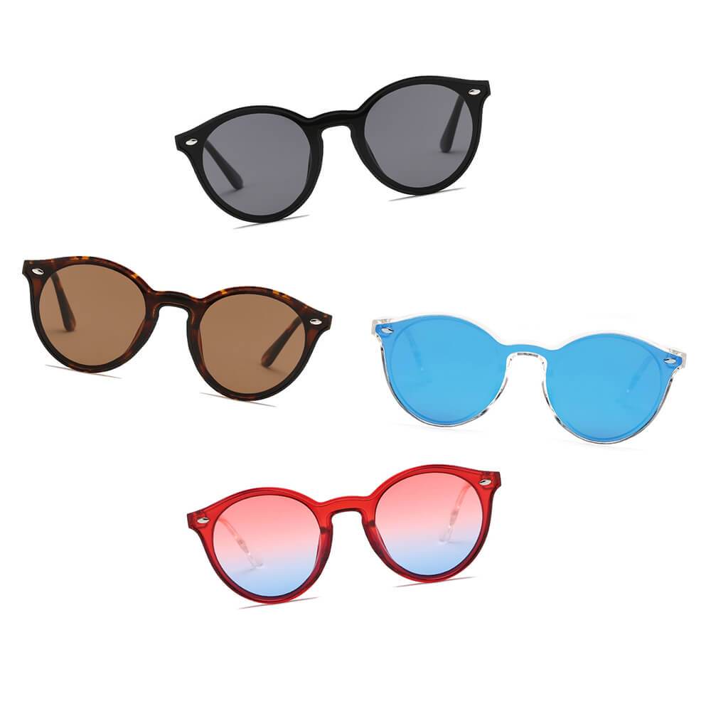 Crosby | S1100 - Unisex Fashion Retro Round Horn Rimmed Sunglasses - 4 COLORS -