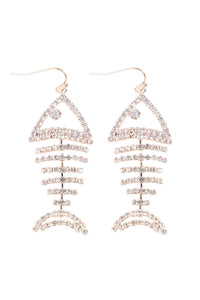 Thumbnail for Riah Fashion - Fish Bone Rhinestone Dangling Earrings - 2 COLORS -