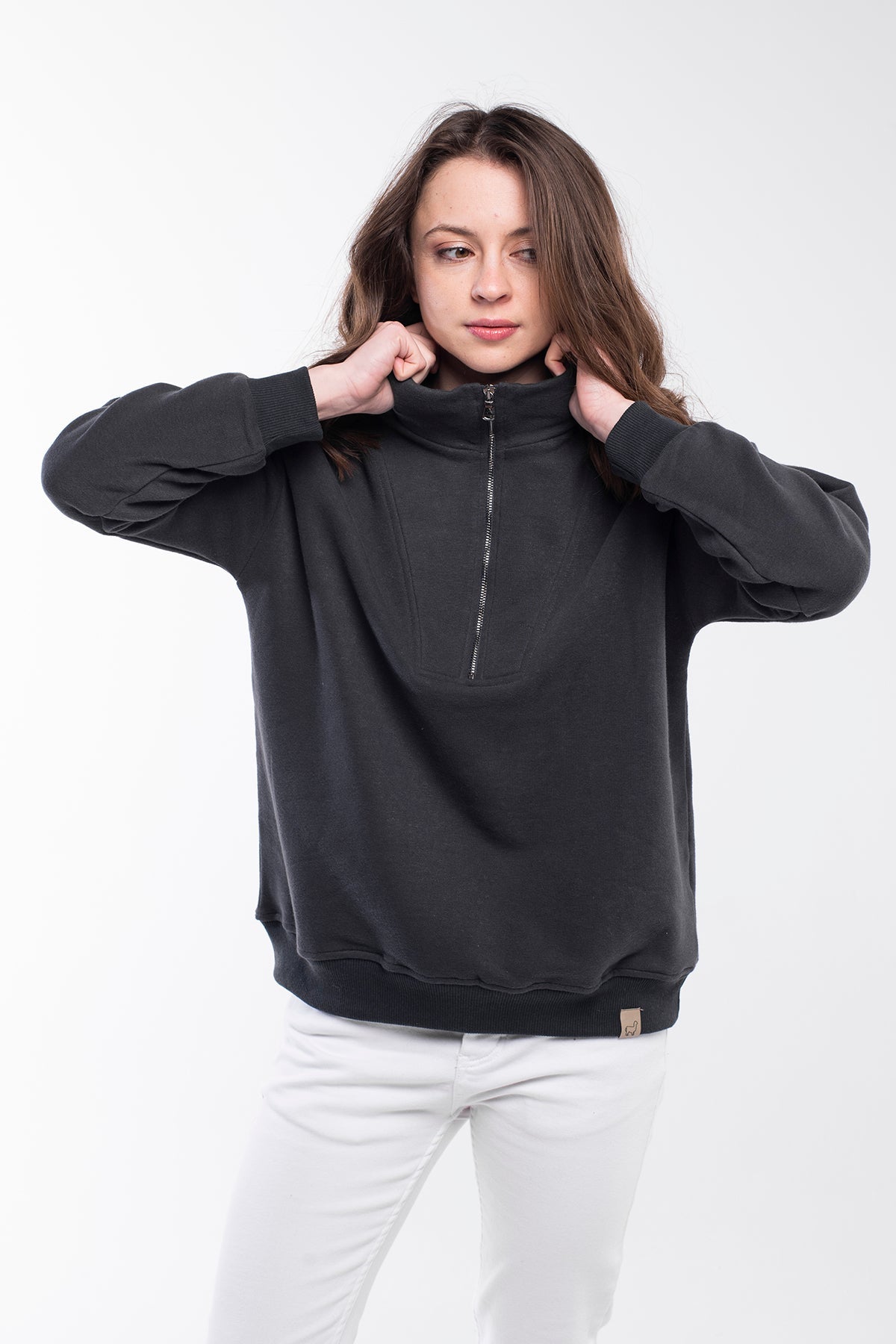 Zipped Neck Sweatshirt - 5 COLORS -