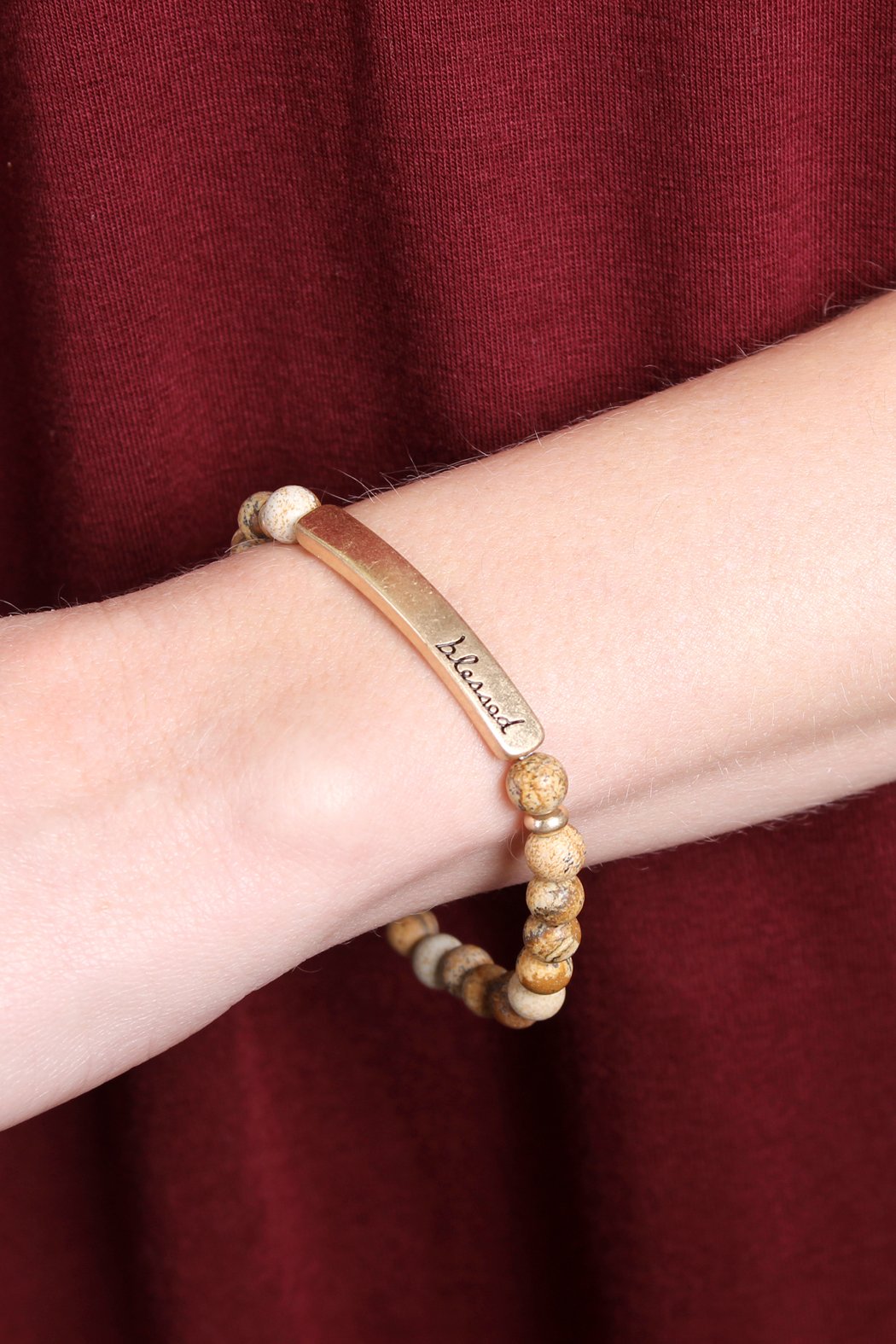 "Blessed" Bar Natural Stone Bracelet - 4 COLORS -