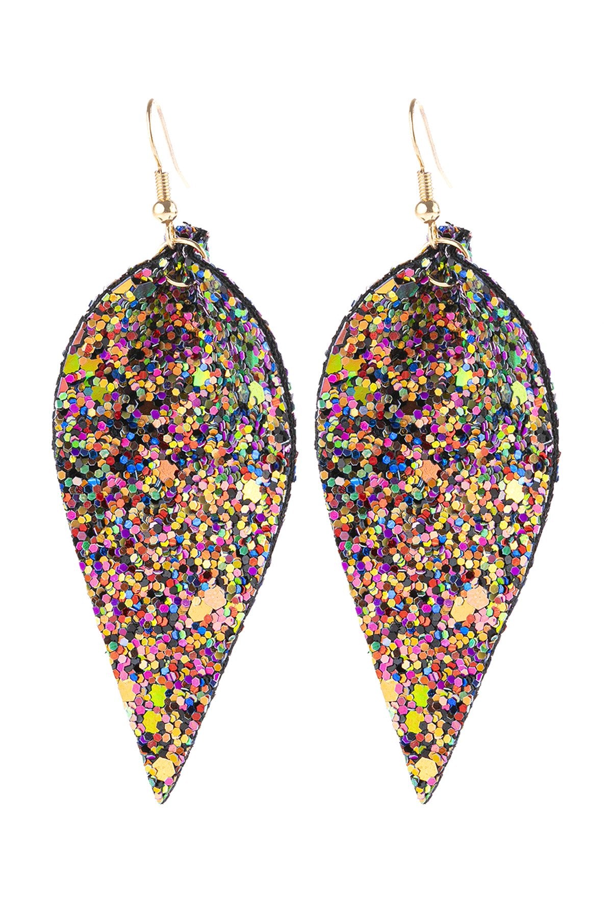 Pinched Sequin Leather Drop Earrings - 8 COLORS