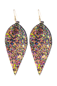 Thumbnail for Pinched Sequin Leather Drop Earrings - 8 COLORS