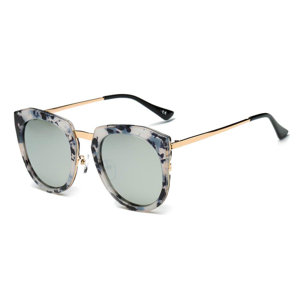 Ferndale | CA12 - Mirrored Polarized Lens Oversize Cat Eye Sunglasses - 6 COLORS -