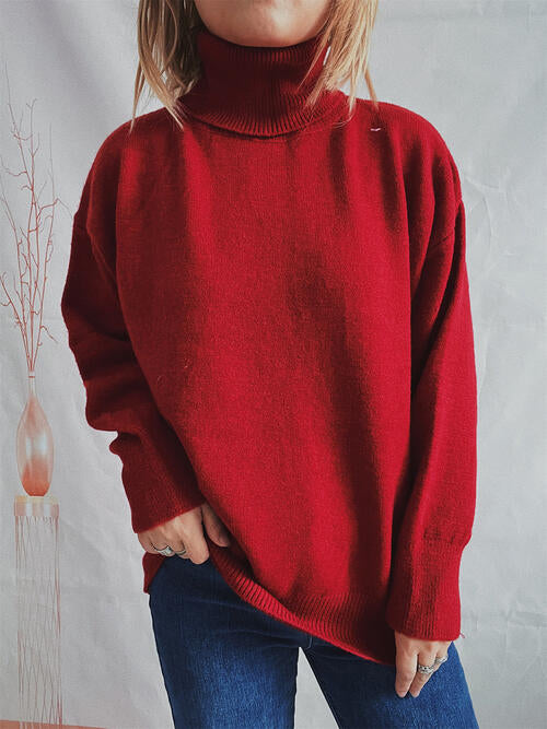 Turtleneck Long Sleeve Sweater - 1 OVERSIZE - T - 6 COLORS -