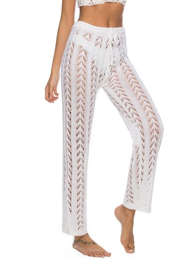 Cutout Drawstring High Waist Beach Pants - T - 3 COLORS -