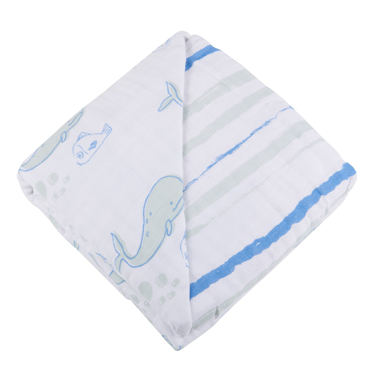 Newcastle - Whale and Ocean Stripe Cotton Muslin Newcastle Blanket -