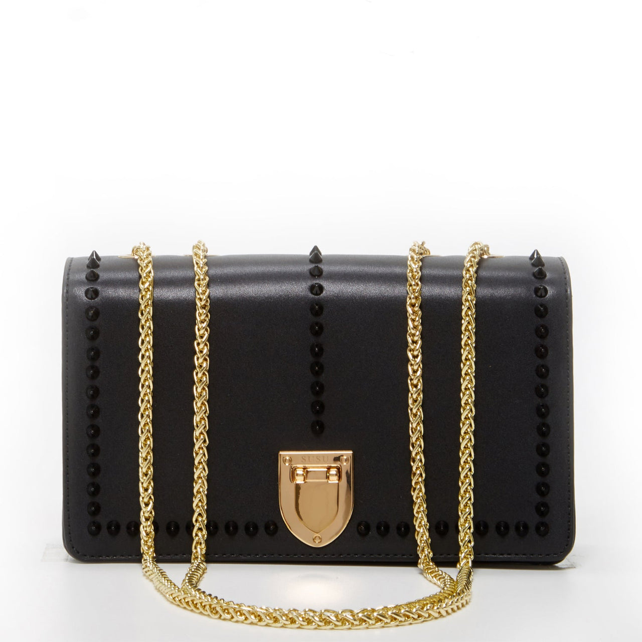 Josie Black Leather Chain Bag -