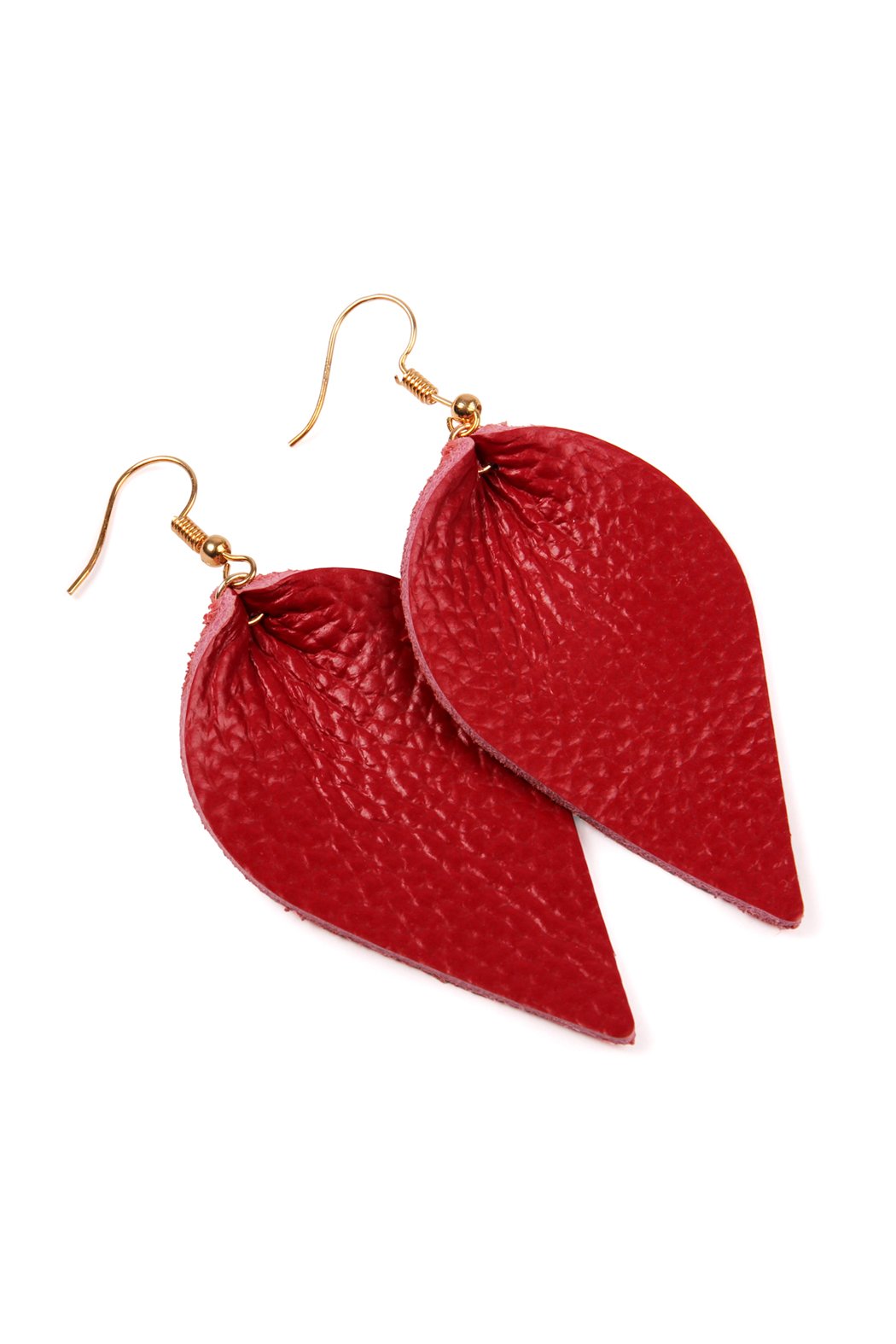 Teardrop Shape Pinched Leather Earrings - 18 COLORS -