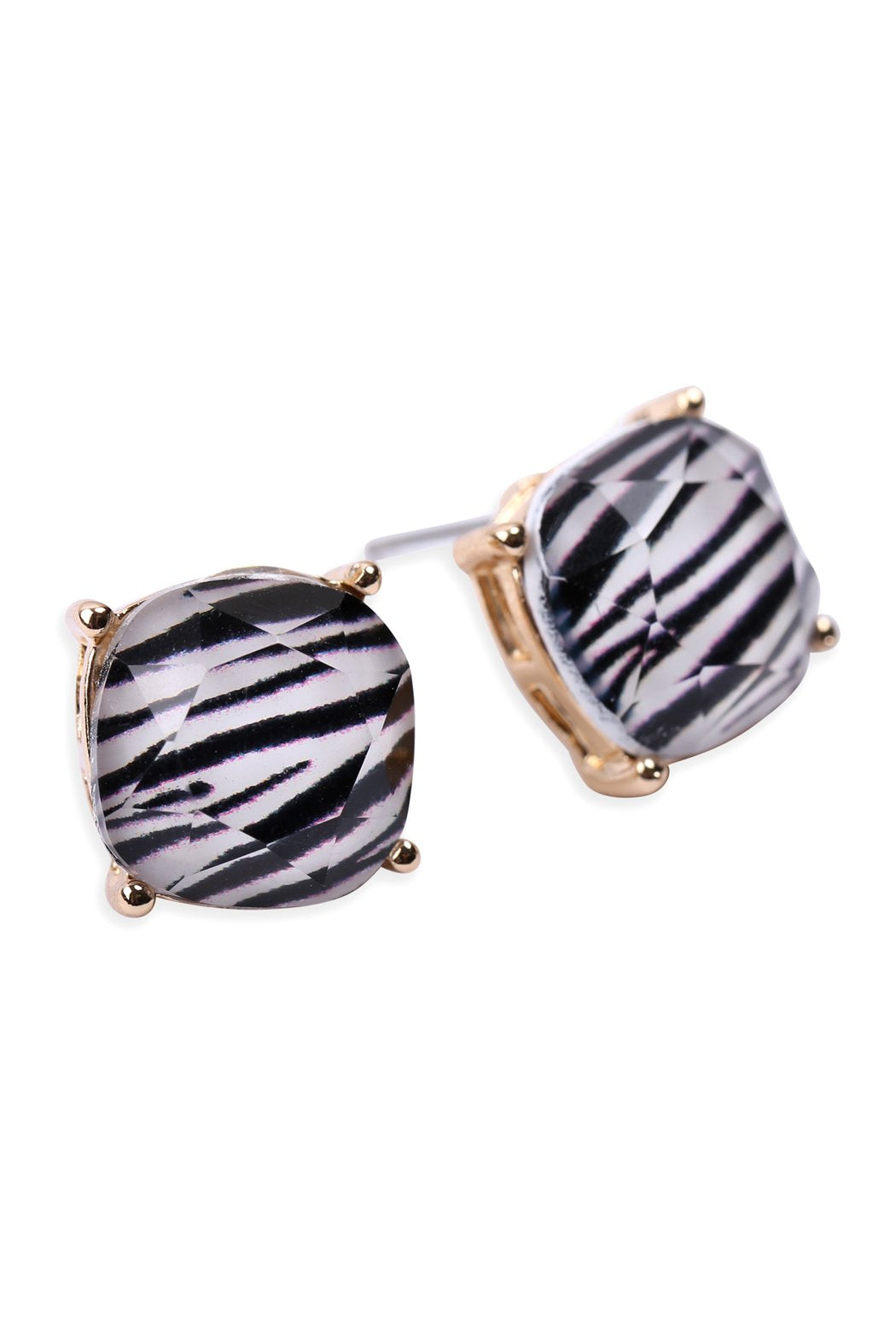 Cushion Cut Earrings - Leopard or Zebra -