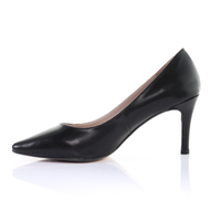 Thumbnail for Leather 8cm Pin Heel Pointed Toe Pumps-Black