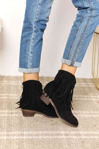 Thumbnail for Faux Suede Legend Women's Fringe Cowboy Western Ankle Boots - T - 1 COLOR -