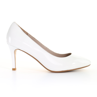 Thumbnail for Patent Leather 8cm Pin Heel Round Toe Pumps-White