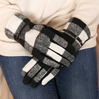 Thumbnail for Riah Fashion - Buffalo Plaid Strap Smart Touch Gloves - 2 COLORS -