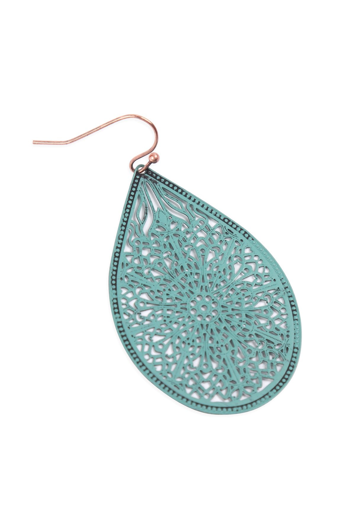 Riah Fashion - Filigree Teardrop Hook Earrings - 5 COLORS